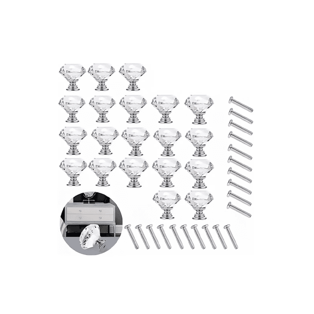 Pomo De Cristal Para Cajón, 30 Mm, 20 Piezas plata