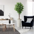 thumbnail image 4 of Artificial Tree in Modern Swirl Pattern Planter, Fake Ficus Silk Tree for Indoor and Outdoor Home Decoration - 75" Overall Tall (Plant Pot Plus Tree), 4 of 5