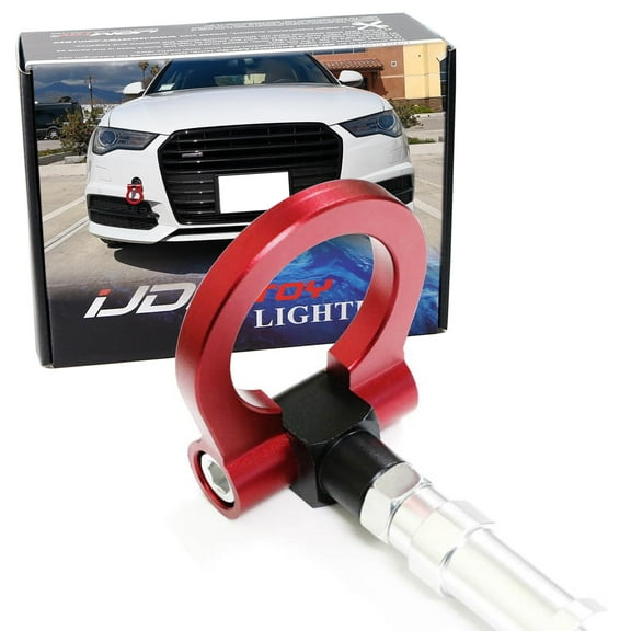 Red Track Racing Style Tow Hook Ring For 2008-up Audi A4 A5 A6 A7 S4 S5 S6 S7, Made of Light Weight CNC Aluminum