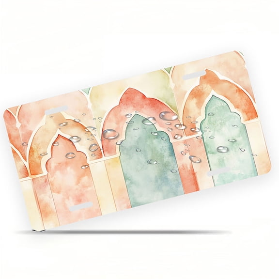 Watercolor style Arches Funny Personalized License Plate Rust-proof Stainless Steel Metal License Plate Suitable For Men And Women 12.2" x 6.2"
