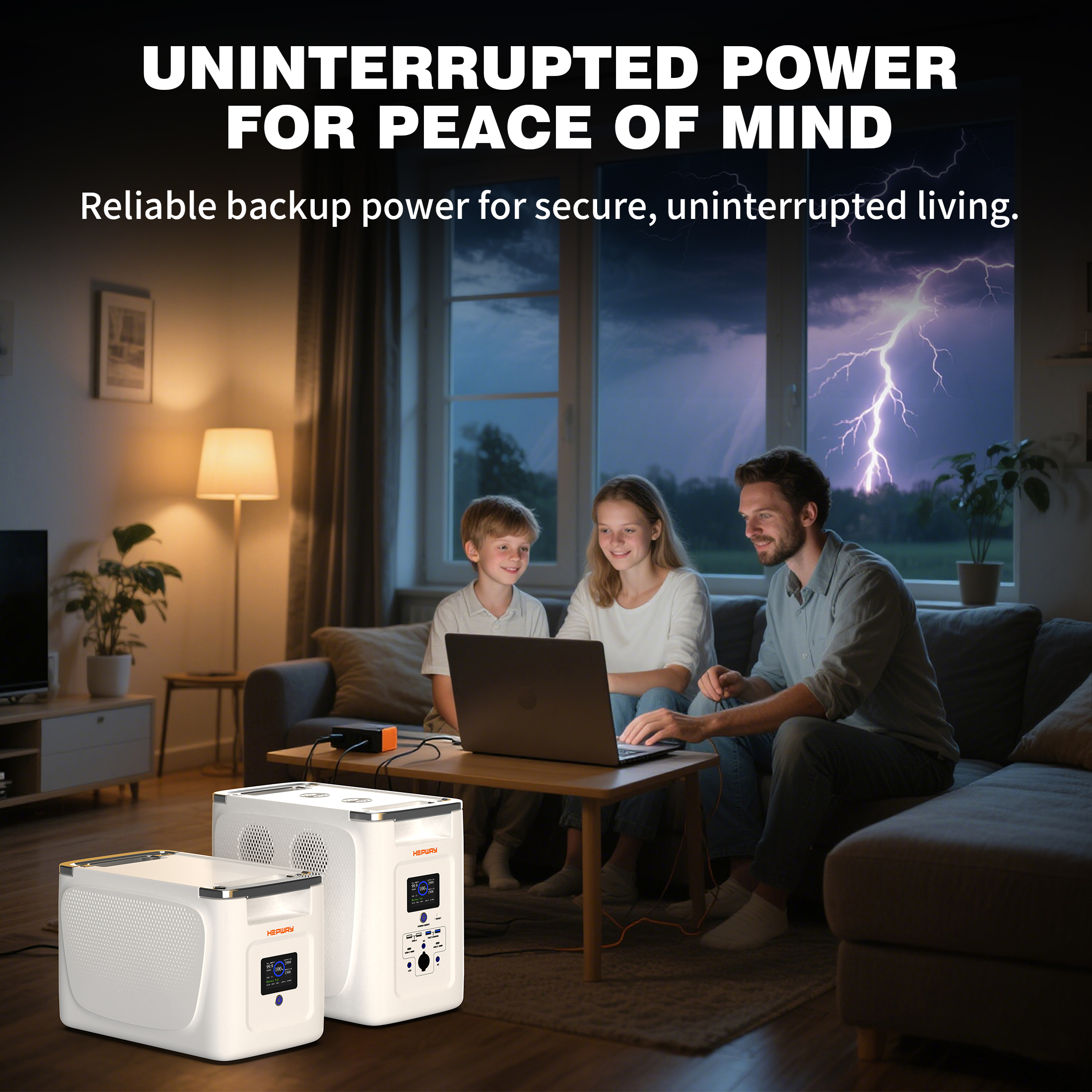 HEPWAY Portable Power Station with 2*Extra Battery, 2400W 6144Wh LiFePO4 Battery W/ Expandable Capacity 32kWh, Solar Generator for Home UPS Blackout Backup RV(Alpha 2000 & 2PCS Alpha 2000X Included)