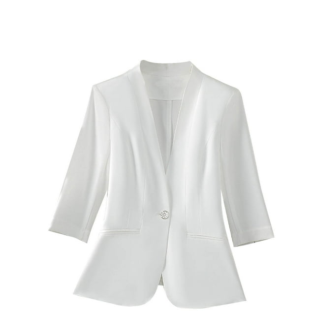 YABCSAZ Manteaux Printemps Automne Hiver pour Femmes, Mode Féminine Décontractée Couleur Unie Poche Col Rabattu Chemisier Blazer Manches 3/4, Vêtements Décontractés pour Filles / Vestes / Manteaux, Liquidation de Noël!