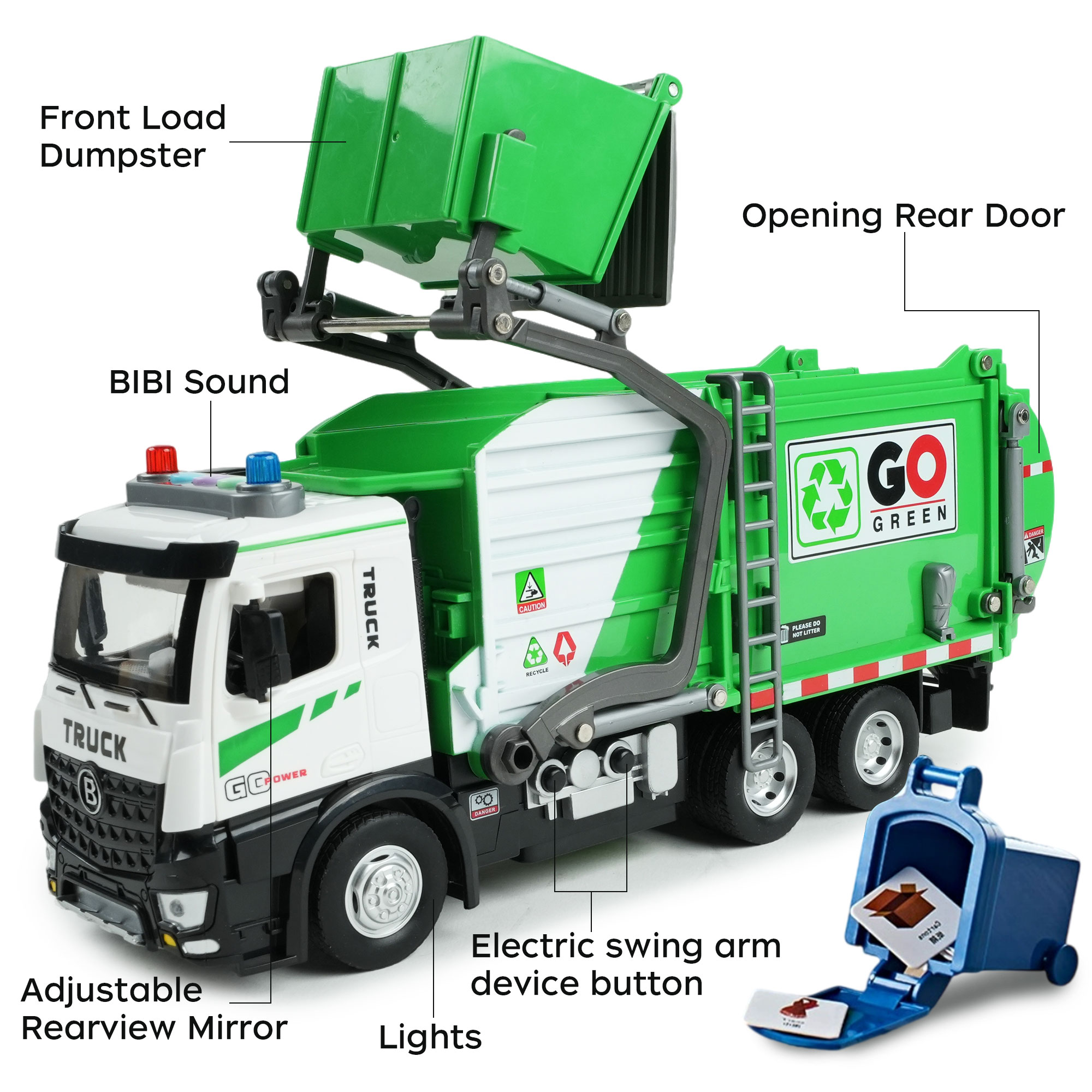 JBeeCtrl Garbage Truck Toy with Lights & Sounds photo 4