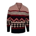 thumbnail image 7 of Men's Knitted Cardigan Sweater Shawl Collar Long Sleeve Sweaters Color Block Tops Heavy Weight Fall Winter Outfits Hot Pink S, 7 of 7