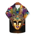 thumbnail image 4 of Mens Summer Shirts Carnival Short Sleeve Button Down Hawaiian Shirts Casual Mardi Gras Printed Beach T Shirts Vacation Holiday Tops, 4 of 7