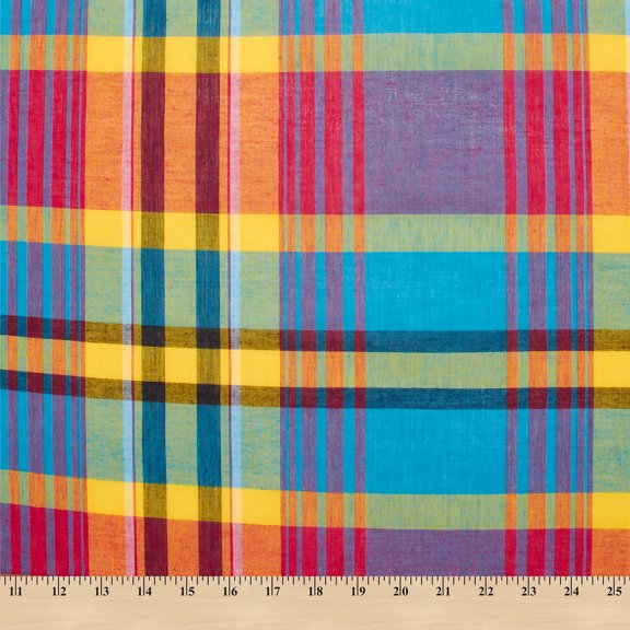 Madras Plaid Fabric (Style 104) 100% Cotton Printed Fabric 44/45" Wide Sold BTY Shirts, Dresses, Apparel, Event Décor