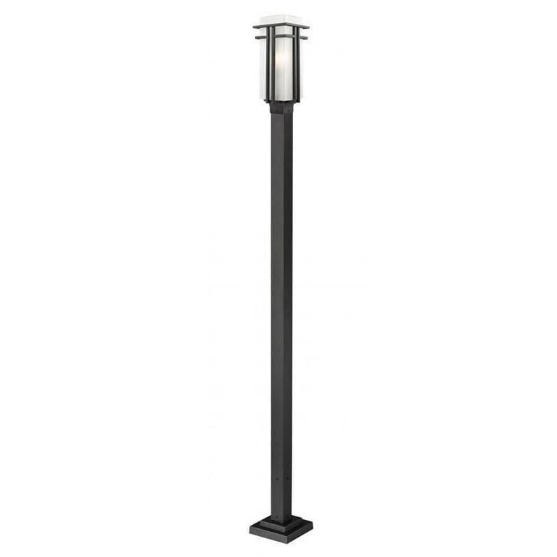 1 Light Outdoor Post Mount Lantern In Art Deco Style 9.5 Inches Wide By 114.25 Inches High Z-Lite 549Phb-536P-Bk
