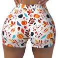 thumbnail image 2 of Haiem Autumn Pumpkins Fall Leaves No Front Seam Biker Shorts for Women Yoga Workout Gym Bike Shorts with Tummy Control Moisture-Wicking-, 2 of 9