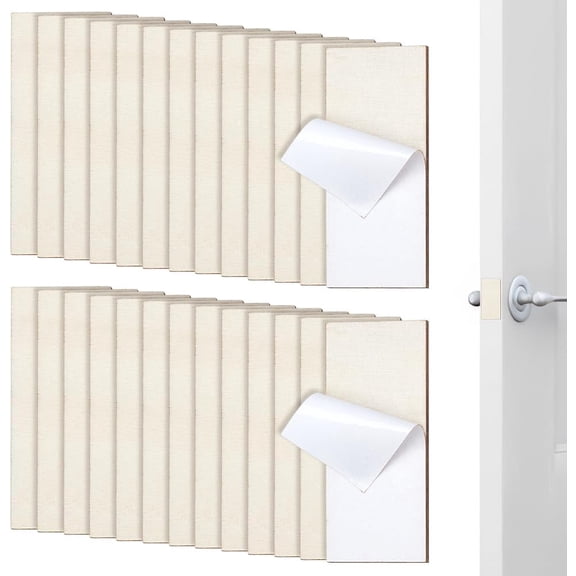 40 Pcs Door Edge Hole Plates with Wooden Filler Self-Adhesive Door Hinge Repair Kit Deadbolt Cover Blank Strike Plates