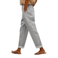 thumbnail image 2 of Cropped Beach Pants for Women 2026 Spring Summer Relaxed Fit Elastic Waist Straight Leg Lightweight Linen Pants with Pockets, 2 of 5