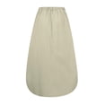 thumbnail image 4 of LWavelet Women Balloon Maxi Skirt Elastic High Waist With Pockets Casual Summer Long Skirt Beige L, 4 of 8