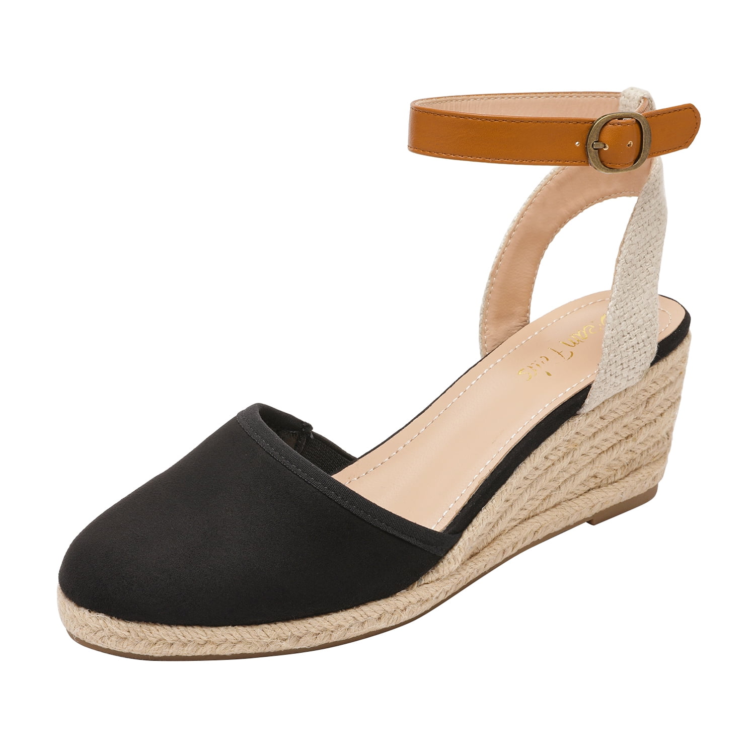 Dream Pairs Women's Ankle Strap Sandals Espadrilles Wedge Sandals Platform Shoe Amanda-3 Black Size 5 - Walmart.com