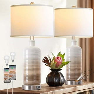 Oneach 3 Way Dimmable Touch Table Lamps for Living Room Bedroom Set of 2 Bedside Lamps with USB ...