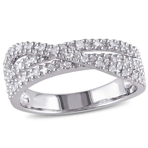 AMOUR 1/4 CT TW Diamond Crossover Ring In Sterling Silver