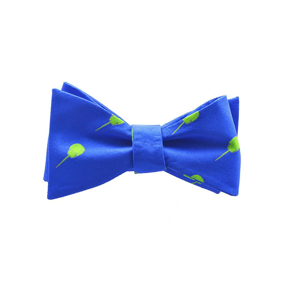 SummerTies Horseshoe Crab Bow Tie (Blue), Printed Silk, Adult Tie