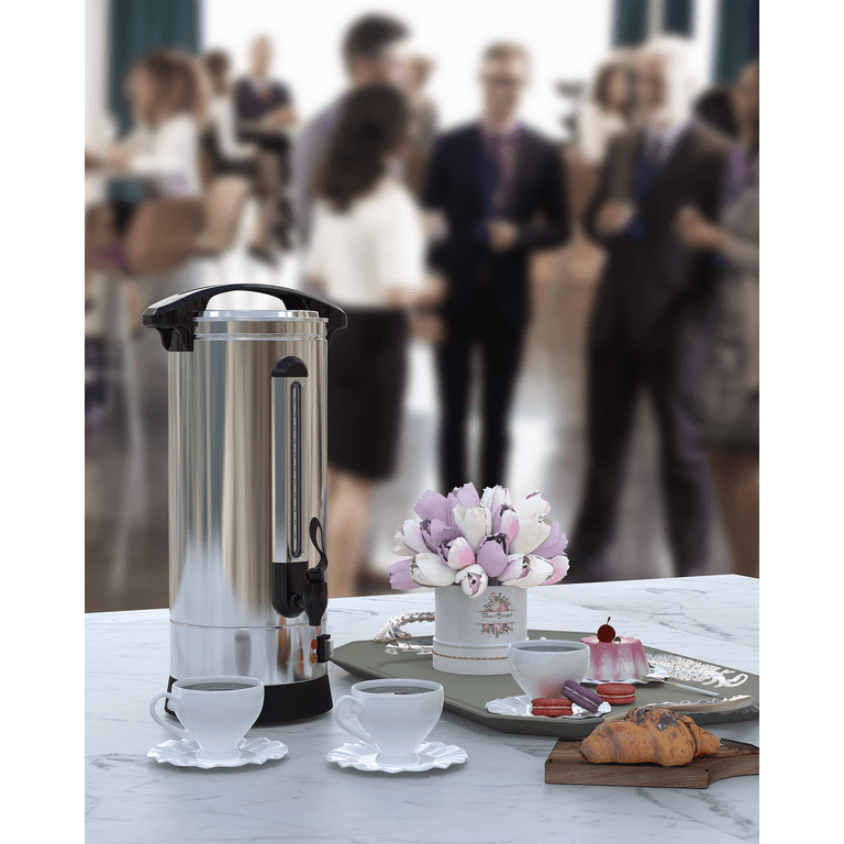 Simzone 60 Cup Commercial Coffee Maker, Quick Brewing Food Grade Stainless Steel Large Coffee Urn Perfect for Church, Meeting Rooms, Lounges, and