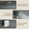 thumbnail image 4 of Boyel Living Shower Head and Handle Set Wall Mount 12'' Rainfall 3 Function Thermostatic Shower System with 6 Body Jets,Chrome, 4 of 8