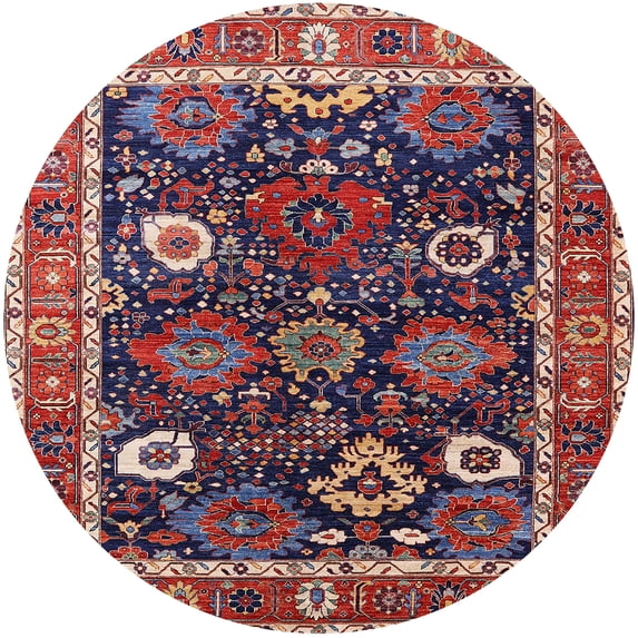 Ahgly Company Machine Washable Indoor Round Industrial Modern Burgundy Red Area Rugs, 5' Round