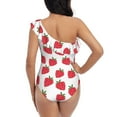 thumbnail image 6 of Yiaed Cartoon Strawberry Print Women One Piece Swimsuits Tummy Control One Shoulder Bathing Suits Pattern Ruffle Swimwear-Large, 6 of 8