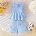 thumbnail image 6 of Toddler Baby Girl Outfits Solid Summer Clothes Bow-tie Sleeveless Top and Ruffled Shorts Kaprioy Toddler Girl Clothes 18 24 Months 2T 3T 4T, 6 of 7