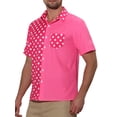 thumbnail image 4 of CAMISA DE PARCHEO DE BOTONES DE MANGA CORTA CON PUNTOS DE POLKA PARA HOMBRES INSPIRADOS EN EL VERANO COLOR ROSA, 4 of 7