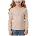 thumbnail image 4 of Vdoaml Girls Henley Long Sleeve Shirt Kids Button Crew Neck Top Children Slim Fit Basic Pullover Daily Wear 9-10 Years Light Pink, 4 of 4