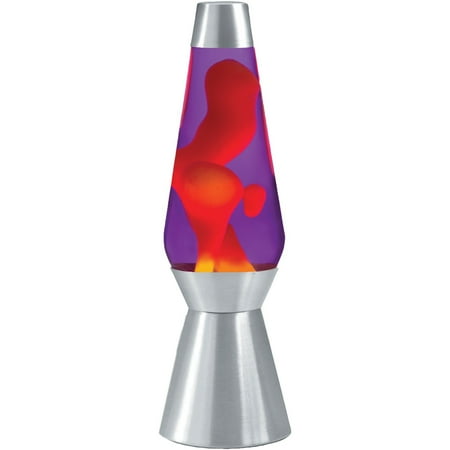 Lava The Original 27 Inch Silver Base Grande Lamp With Yellow Wax Lava The Original 27 Inch Silver Base Grande Lamp With Yellow Wax In Purple