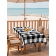 thumbnail image 2 of Outdoor Table Cloth with Umbrella Hole and Zipper, Black White Plaid Waterproof Rectangle Tablecloth 52"x70", Gradient Geometric Buffalo Checkered Washable Table Cover for Outside Party Patio Picnic, 2 of 8