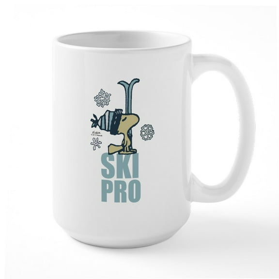 CafePress - Peanuts Woodstock Ski Pro Large Mug - 15 oz Ceramic Large White Novelty Mug