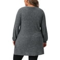 thumbnail image 4 of DARING DIVA Plus Size Sweaters Round Neck Knit Loose Pocket Pullover Top 4X Light Gray, 4 of 5