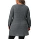 thumbnail image 3 of Suéteres de talla grande Agnes Orinda para mujeres, cuello redondo, de manga larga, tejido acanalado, suelto, con bolsillo, parte superior 1X gris claro, 3 of 5