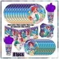 thumbnail image 4 of Suministros de decoración para fiesta de cumpleaños de La Sirenita de Disney, plato de papel, servilleta, vaso, mantel, globo, baby shower, 4 of 5