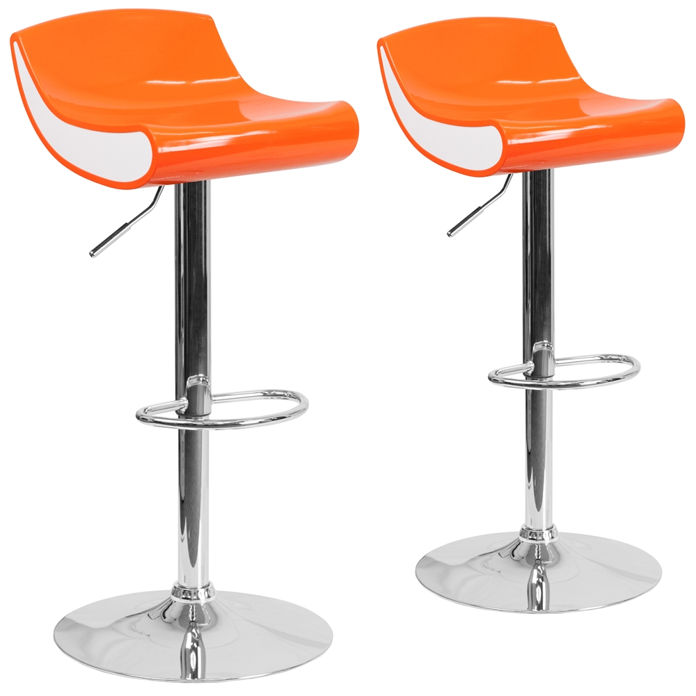 orange and white bar stools