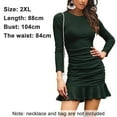 thumbnail image 2 of Womens Bodycon Ruched Mini Dress Long Sleeve Stretchy Casual Ribbed Party Club Dresses,green,2XL, 2 of 5