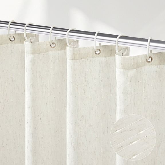 Siiluminisoy Beige Linen Shower Curtain,Water Repellent, Modern Bohemian French Country Thick Bathroom Shower Curtains - , 72x72in