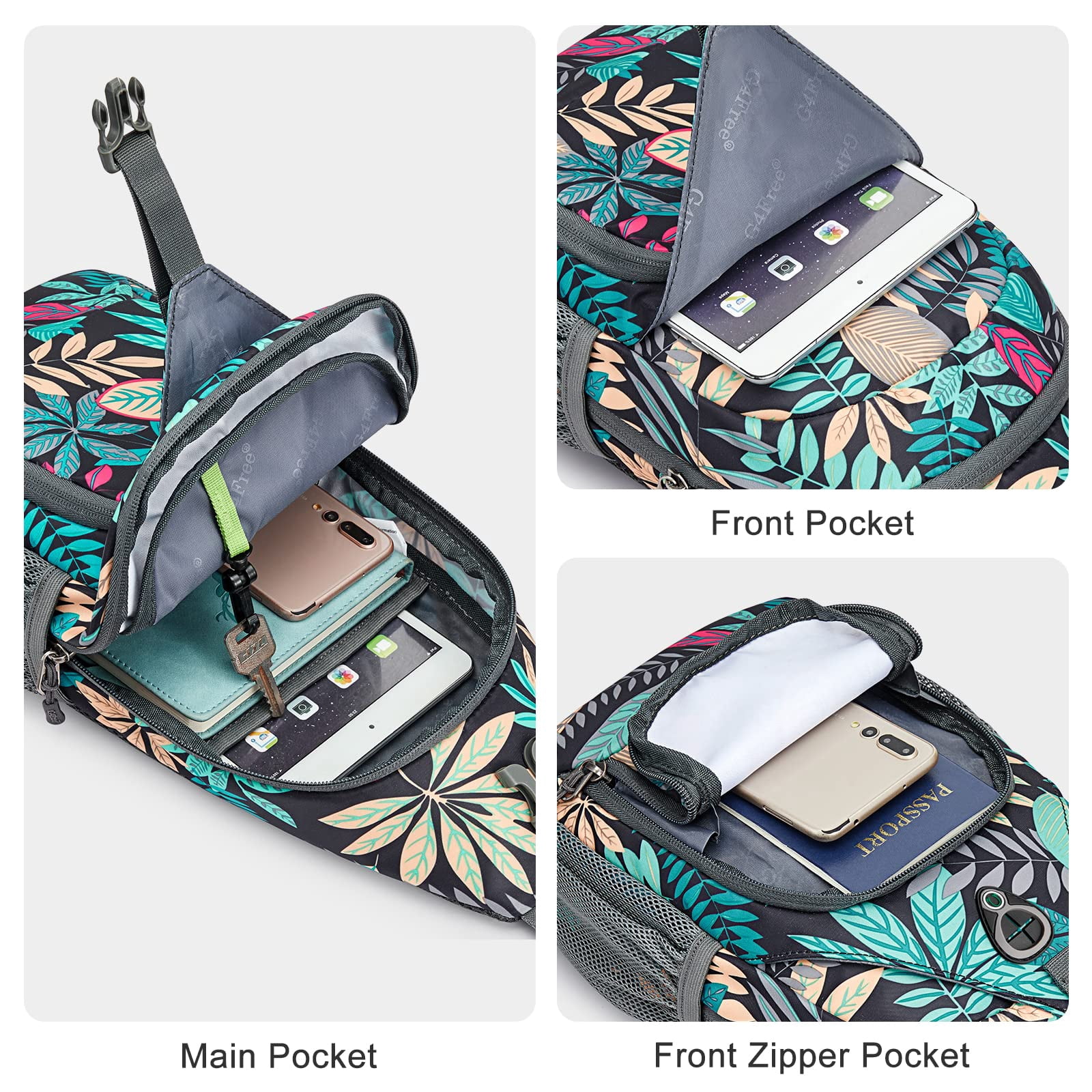 G4Free RFID Sling Bag for Adults, Small Crossbody Chest Shoulder Backpack for Men and Women, Hiking Daypack