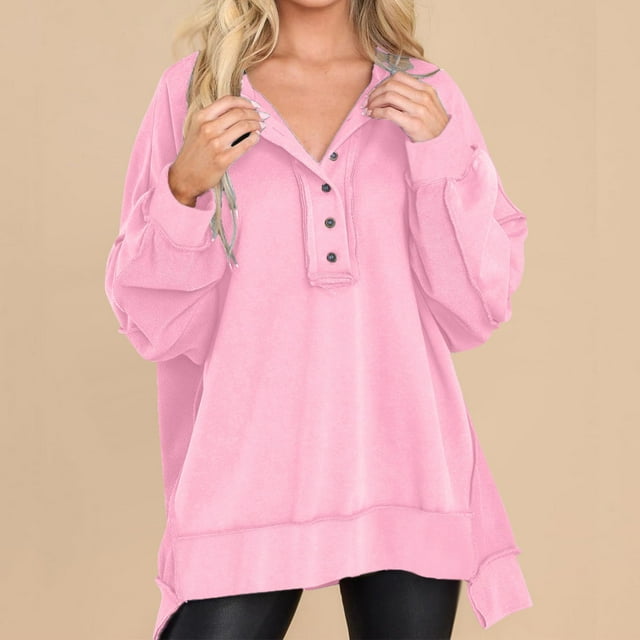 Birdeem Chandails en Molleton Oversize pour Femmes Automne Col Rond en Polaire Mode Décontractée Chandail-Over