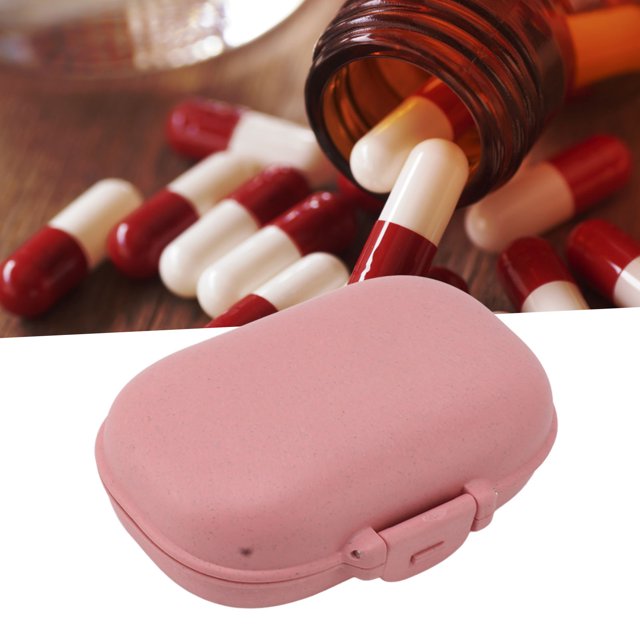 Portable Daily Pill Organizer, 4 Compartment Travel Pill Case, Holder For Vitamins And Pills