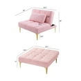 thumbnail image 5 of Convertible single sofa bed futon with gold metal legs teddy fabric (Pink), 5 of 7