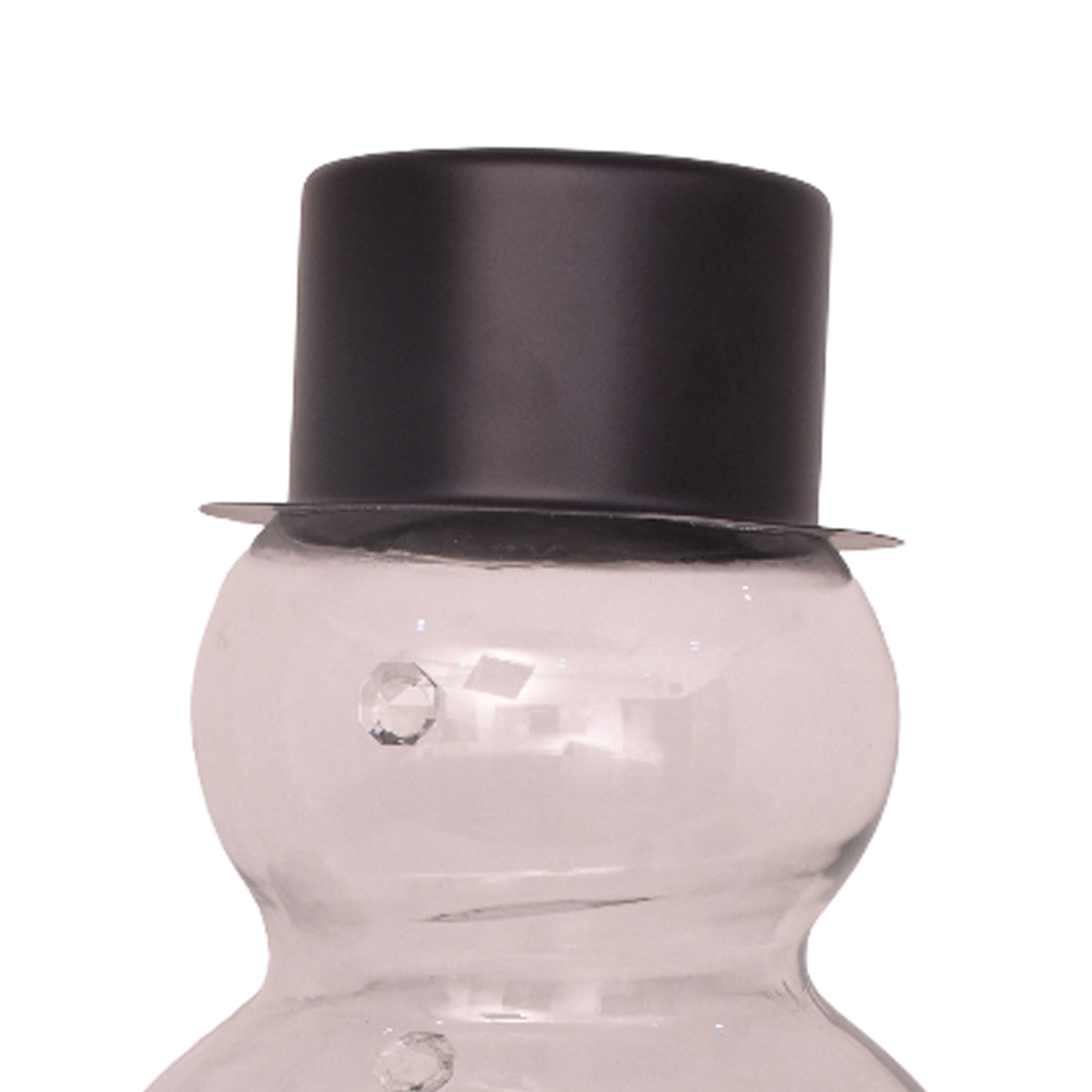 Glass Snowman with Metal Hat Christmas Decoration, Clear and Black, 30", by Holiday Time