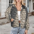 thumbnail image 3 of Jackets for Women Winter Coat Jackets Flannel Stand Collar Jacket(White Brick Stone Wall,Size:S-4XL), 3 of 7