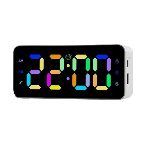 Super Loud Alarm Clock for Heavy Sleepers – Digital Bedside Clock with RGB Night Light, Adjustable Volume, USB Charger, Alarm Clock for Kids, Teens & Adults