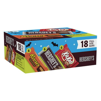 REESE'S, HERSHEY'S and KIT KAT, Milk Chocolate Assorted Halloween Candy Bars, 27.3 oz, Variety Box (18 Pieces)