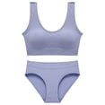 thumbnail image 1 of Conjunto de lencería sin costuras para mujer de 2 piezas con cuello en V y cuello halter: sujetador de cintura alta y tanga, nailon/spandex, color liso, sexy para la playa/ropa de dormir, 1 of 5