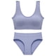 thumbnail image 1 of Conjunto de lencería sin costuras para mujer de 2 piezas con cuello en V y cuello halter: sujetador de cintura alta y tanga, nailon/spandex, color liso, sexy para la playa/ropa de dormir, 1 of 5