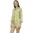 thumbnail image 2 of Bimba Yellow Button-Down Shirt With Elastic Waist Short 2 Pcs NightWear Set-18, 2 of 5