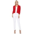 thumbnail image 7 of YEMAK Women's Classic 3/4 Sleeve Open Front Cropped Bolero Cardigan MK3558 (S-XL)-WHITE-L, 7 of 7