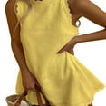 thumbnail image 1 of Robe Débardeur Décontractée Sans Manches pour Femmes Été Plage Lin Dos Nu Robe d'Été, 1 of 3