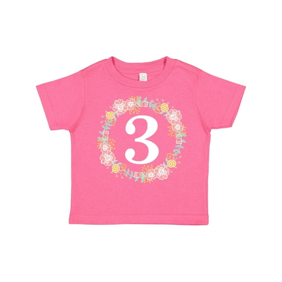 Inktastic 3rd Birthday Rose Wreath Girls Girls Toddler T-Shirt