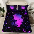 thumbnail image 2 of jejeloiu Constellation Theme Full Size Sheets,Girls Sliouette Bed Sheets,Purple Starry Sky Sheet Sets Forchild,Breathable Home Decor,4-Piece, 2 of 7